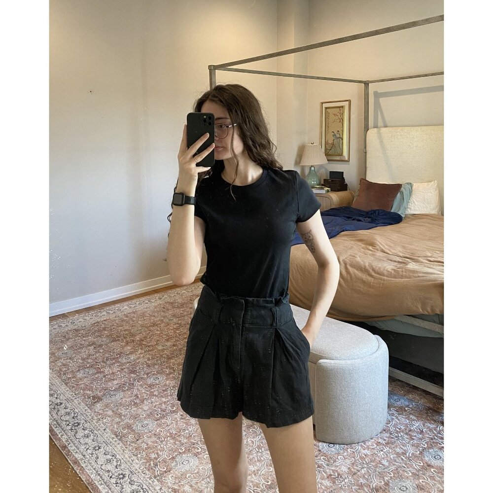 Free People Faded Black Tie Waist Shorts Size 4 Casual Summer
